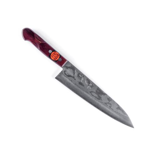 Shigeki Tanaka 17 layer damascus chef knife, 210 mm, VG-10, red pakka